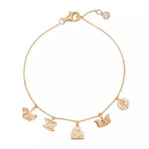 DISNEY CRISLU DISNEYLAND FANTASYLAND 18K Rose Gold Sterling Bracelet